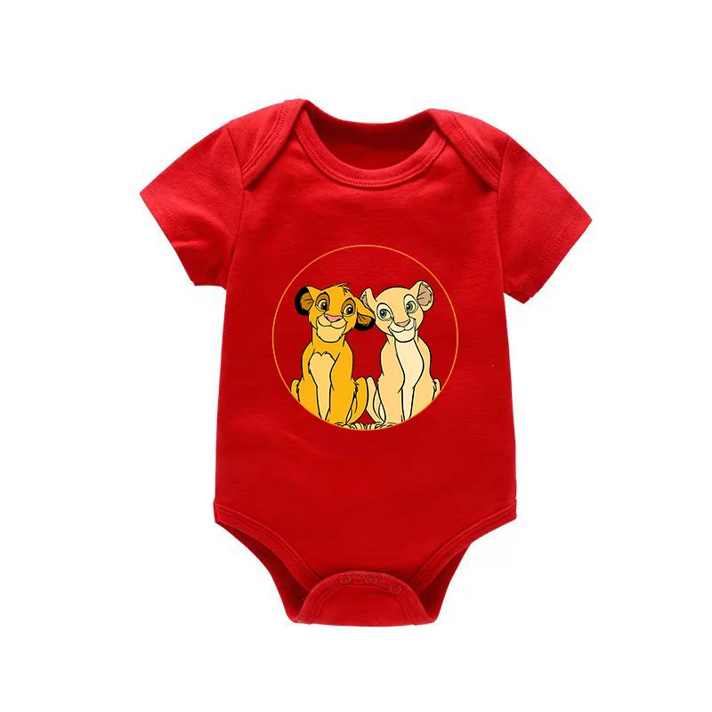 Disney Lion King Simba Baby Clothes Short Sleeve Cotton Crawling Clothes Bodysuit Newborn Toddler Jumpsuit Infant Homewear Gifts