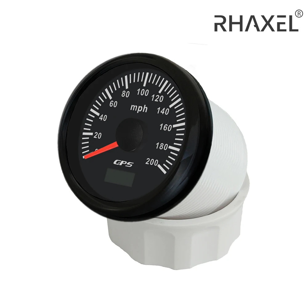 RHAXEL 2Inches Universal GPS Speedometer Gauge 200MPH Tripmeter for Motorboat Racing with 7 Colors Backlight 12V 24V