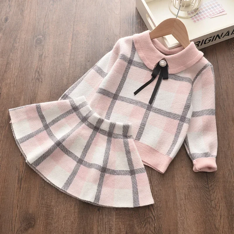 Melario Girls Sweater Dress Autumn Winter Tops and Princess Dress Outfits Kids Knitted Sweater 2Pcs Toddler Girls Sweater