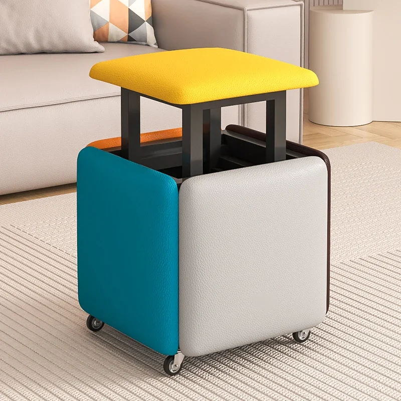 Ottomans Modern Creative 5 In 1 Sofa Stool Nordic Living Room Furniture Home Rubik Cube Combination Fold Stool Iron Storage