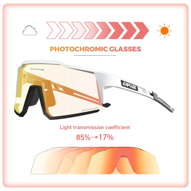 Kapvoe Photochromic Cycling Glasses UV400 MTB Clear Mountain Bike Transition Bicycle Sunglasses for Men Women Sports Eyewear