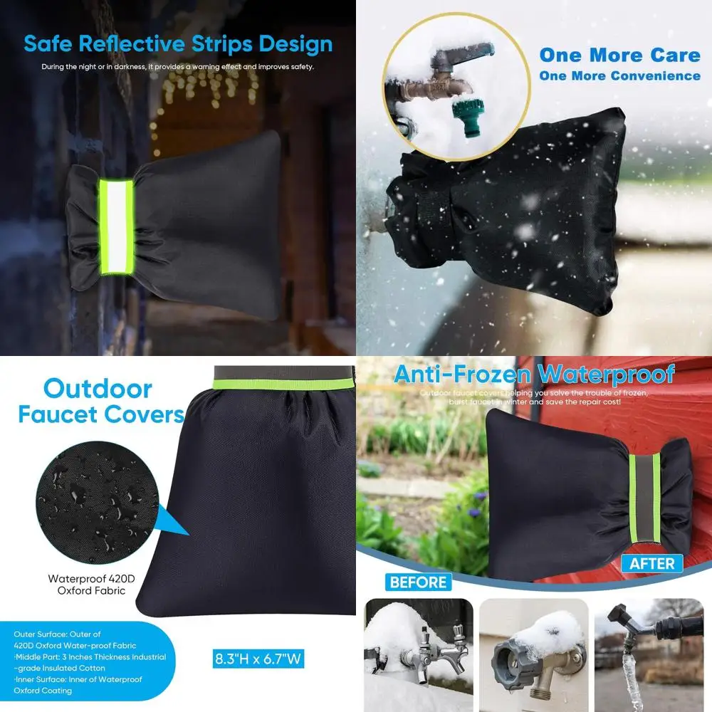 

Winter Insulated Outdoor Faucet Covers, 10-Pack, 6.7W x 8.3H, Reusable Waterproof Backflow Protection for Hose Bibs