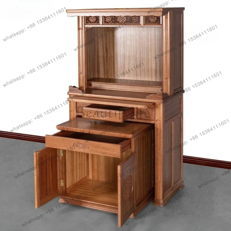 

Solid wood shrine New Chinese vertical cabinet Household Buddha offering cabinet Shrine light luxury shrine cabinet