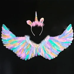 Unicorn Wings Set  Feather Angel Wings Small Fairy Wings Costume Dress Up Wings for  Birthday Party Favors Costume Accessory