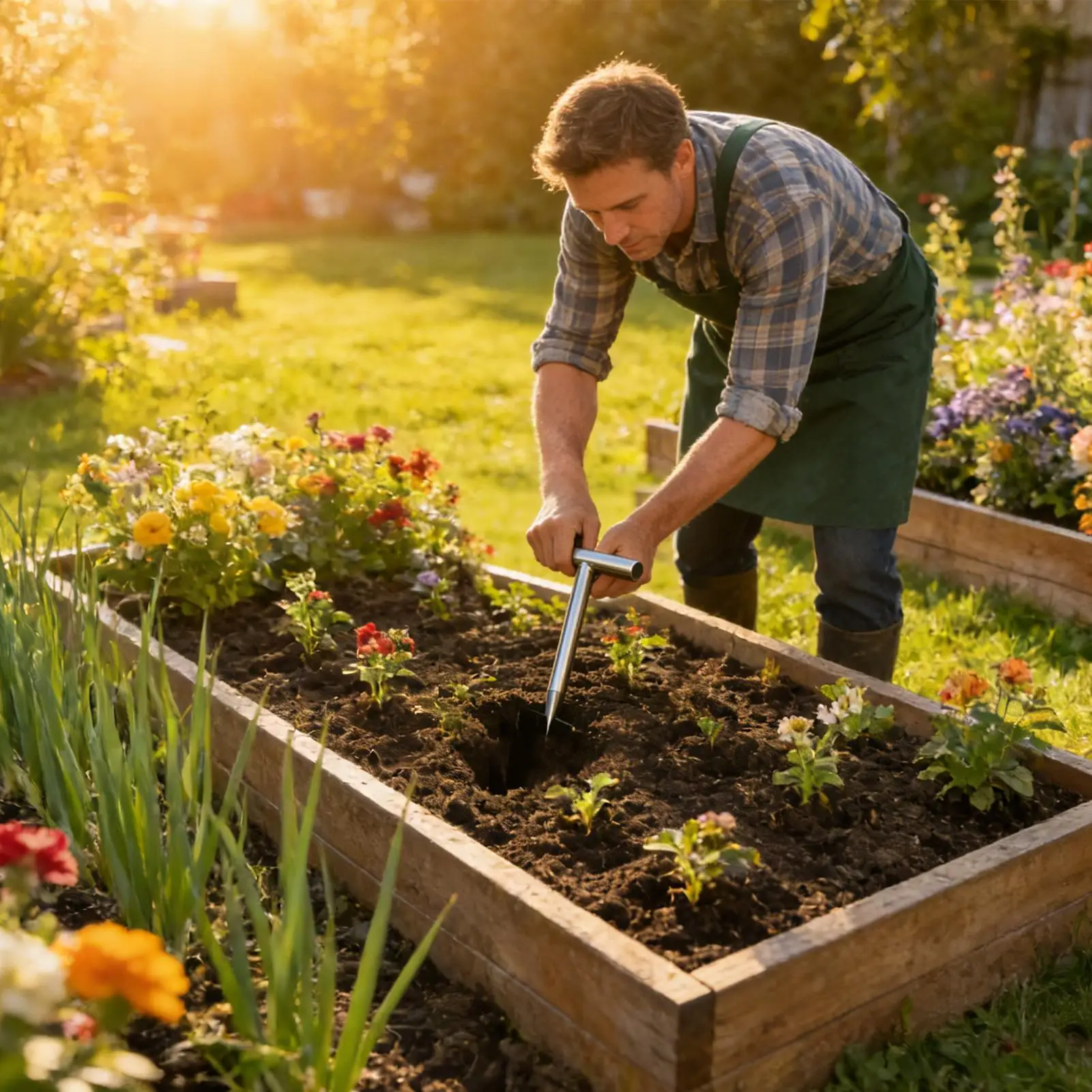 植物穴掘り器ハンドヘルド播種園芸ツール庭の植物苗穴掘り器キュウリ花トマト植え付け庭用
