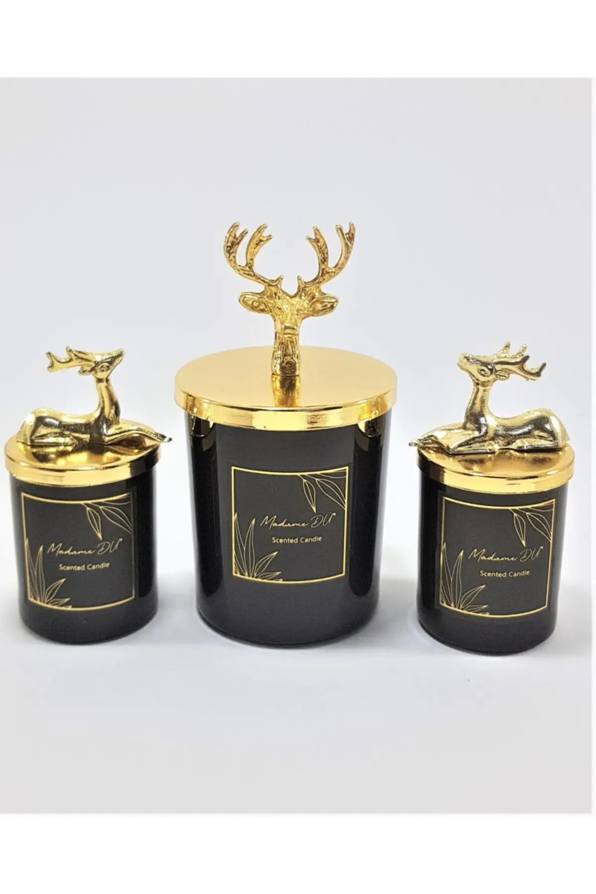 Black Gold Deer Glass Candle Set 3 Pcs Gift Products Scented Candles Home Office Decoration Christmas Dinner Romantic