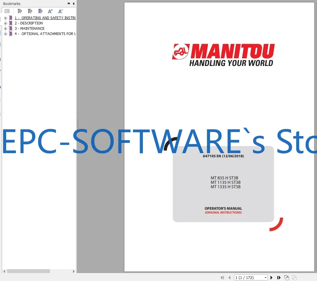 

EPC-SOFTWARE Телескопический скалер Manitou MT 13,1 ГБ По руководство по ремонту, руководство оператора, обновление руководства по деталью 2021