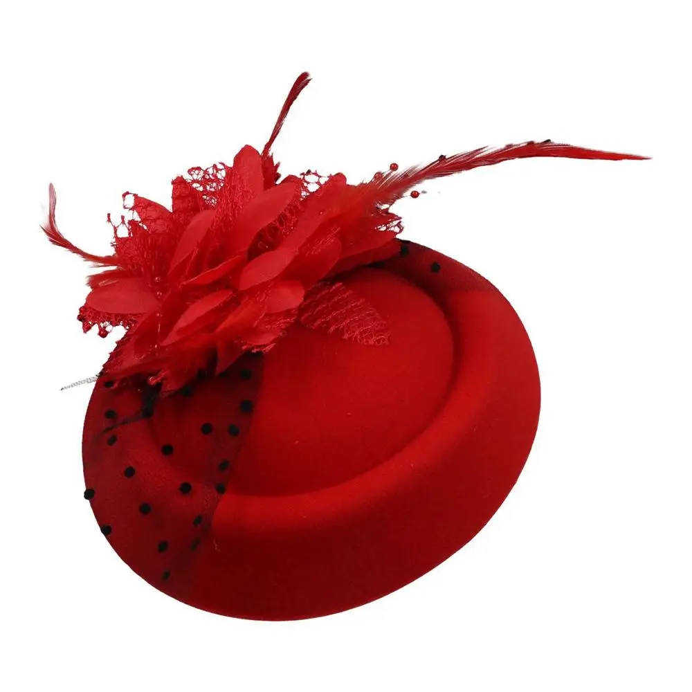Formeller Hut Fascinator-Hut Blumen-Feder-Haarspange Schleier Kopfschmuck Corsage Fedora-Hut Haarklammer Braut Hochzeit Haarnadeln