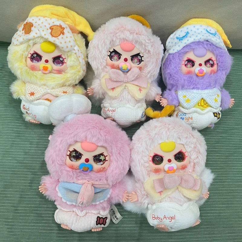 Bebê três bom bebê série vinil pelúcia caixa cega kawaii bebê anime figura brinquedos bonito caixa mistério saco surpresa pingente presentes da menina