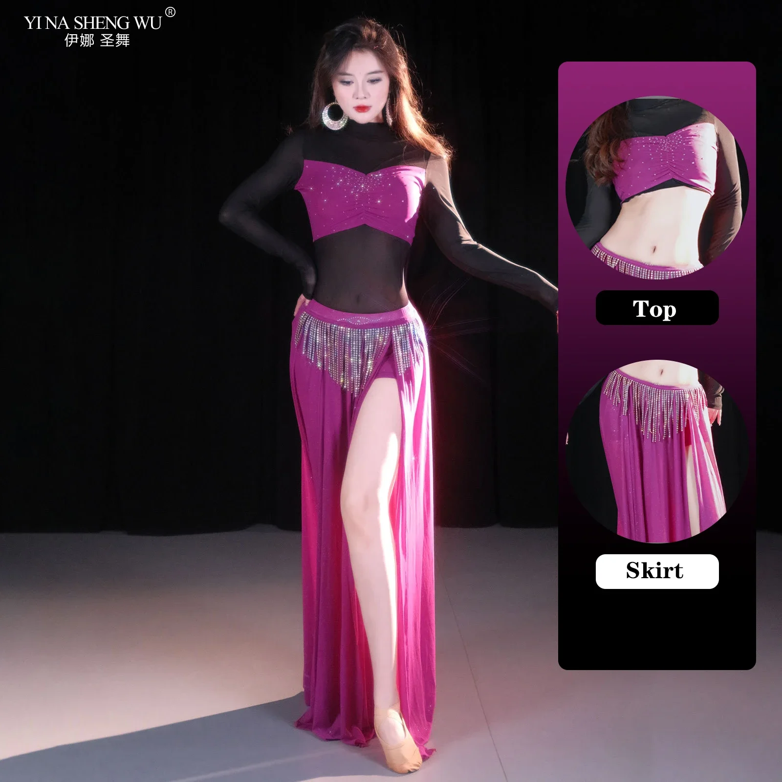 

Belly Dance Performance Clothings Costume Dance Outfit Top and Skirt Practice Clothes For Adult Women Stage Performance Costumes