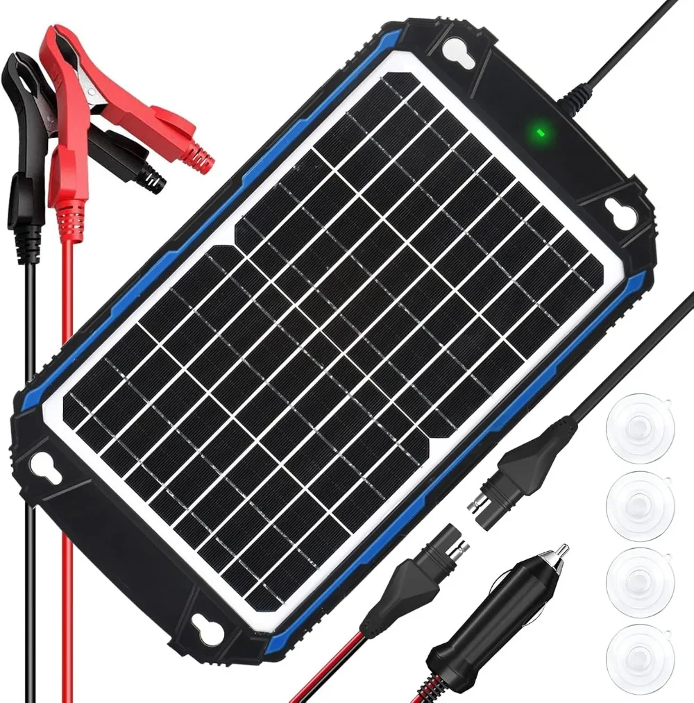 12V Solar Battery Charger & Maintainer Pro,12 Volt Solar Panel Trickle Charging Kits for Car Automotive Boat Marine RV Trailer