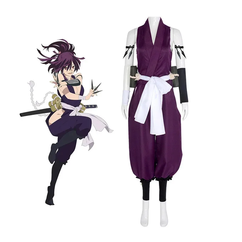 Kostum Cosplay Anime Jigokuraku Yukudha Kunoichi Hello's Seven Fox Sumire Seragam Ungu Wig Pesta Halloween Set Lengkap Wanita;2