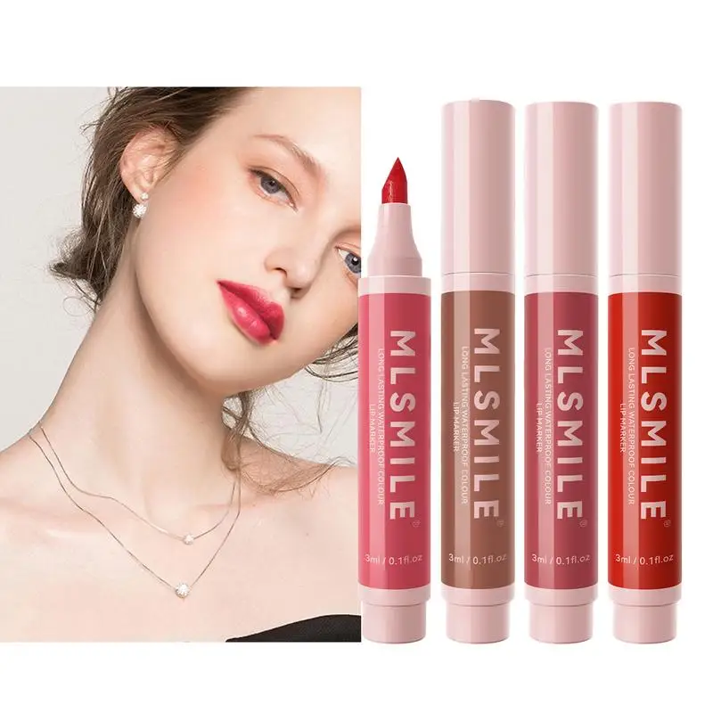 Lipvlek Pen 4 Stuks Langdurige Lip Pen Langdurige Lippenstift Langdurige Lipvlek Lip Potlood Longwear Lippenstift Make-Up Gladde Applicatie Natuurlijke