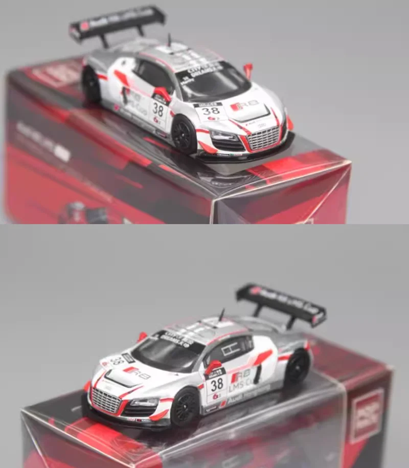 PopRace 1/64 2013 Macau R8 LMS نموذج سباق من خليط معدني للغاية هدية للكبار هواية وألعاب حلي نهائية ثابتة مقتنيات