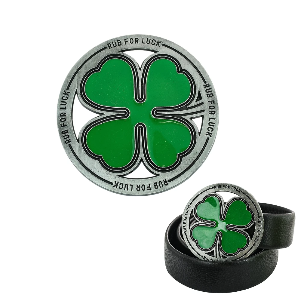 Round Lucky Fresh Four Leaf Clover Belt Buckle DIY Jeans Leather Accessories Zinc Alloy Crafts Women Charming Fashion Jewelry