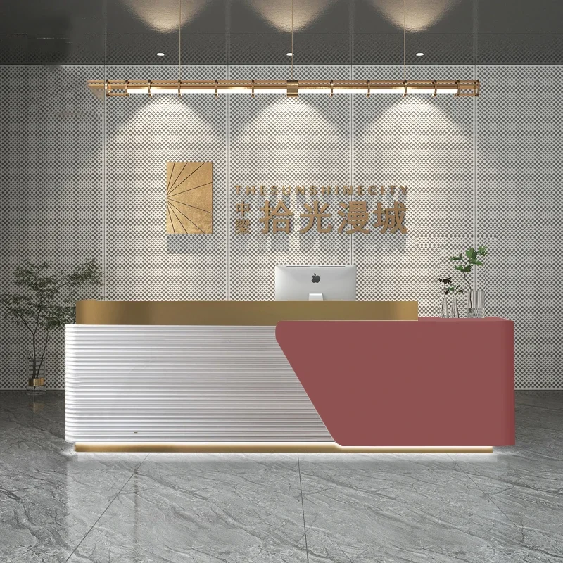 Mostrador de recepción de salón de belleza de lujo, soporte moderno, barbería, mostrador de recepción, muebles de Bar