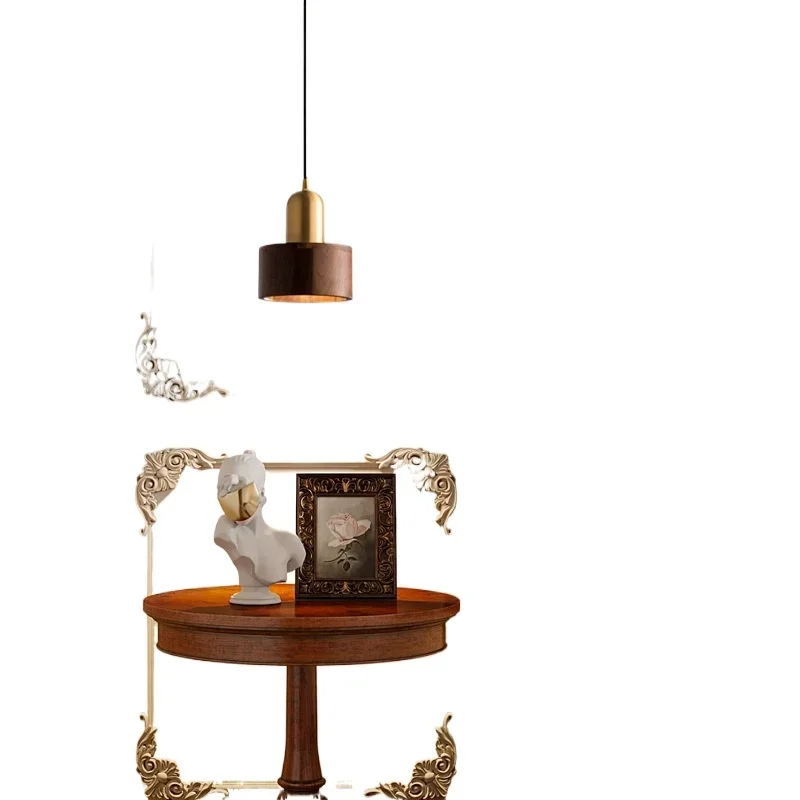 

Nordic style black beard bedside restaurant solid wood chandelier bar restaurant retro log color brass chandelier