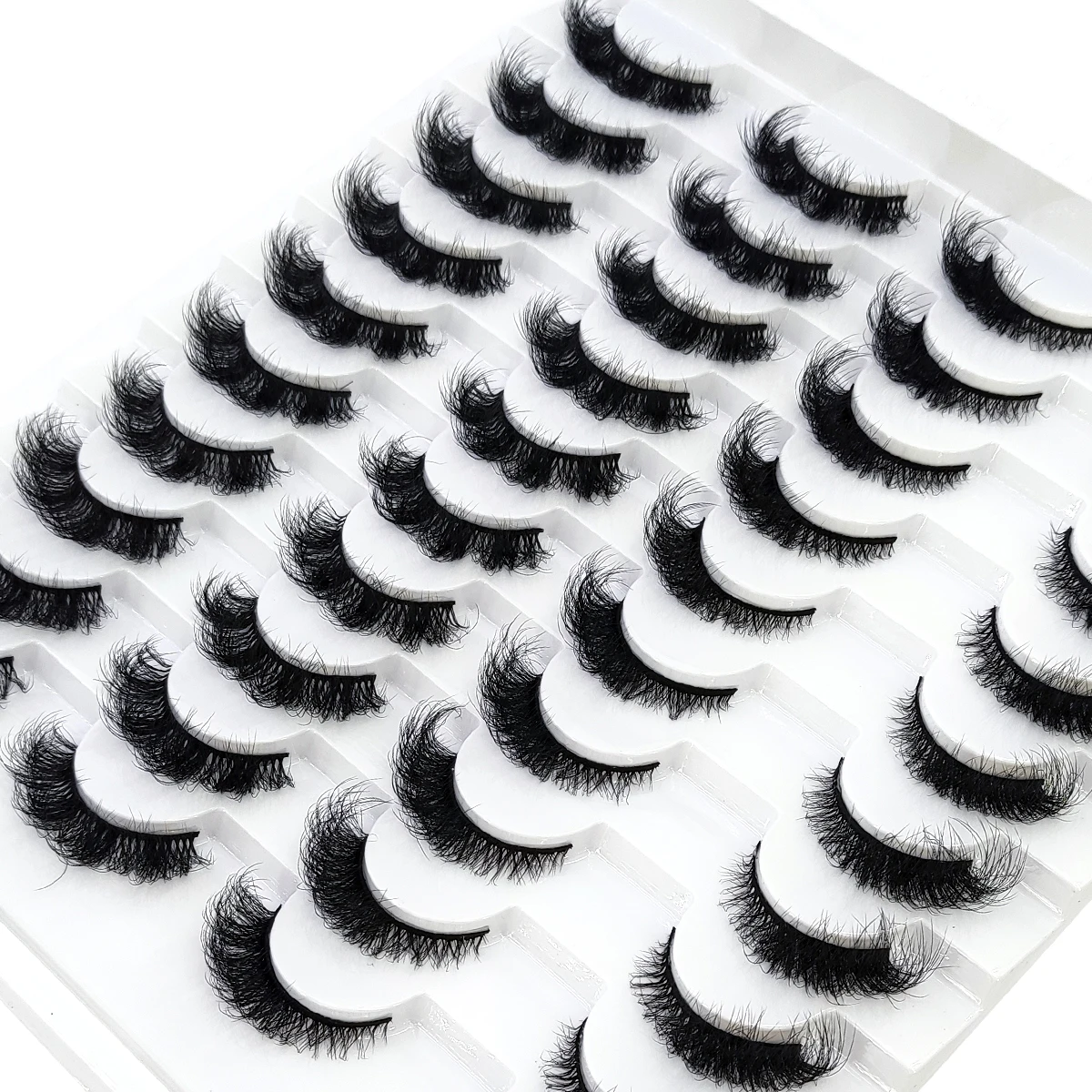 AMSDCN 20 pairs of cat eye eyelashes fluffy 3D artificial mink eyelashes strip-shaped fluffy curly false eyelashes extended eyel