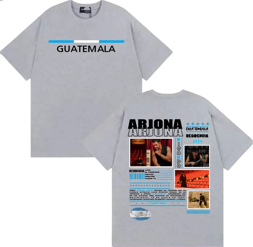ريكاردو أرجونا ريسيدنسيا 2025 جولة الجرافيك تي شيرت الرجال النساء موضة الهيب هوب خمر تي شيرت مريح 100% القطن المتضخم التي شيرت