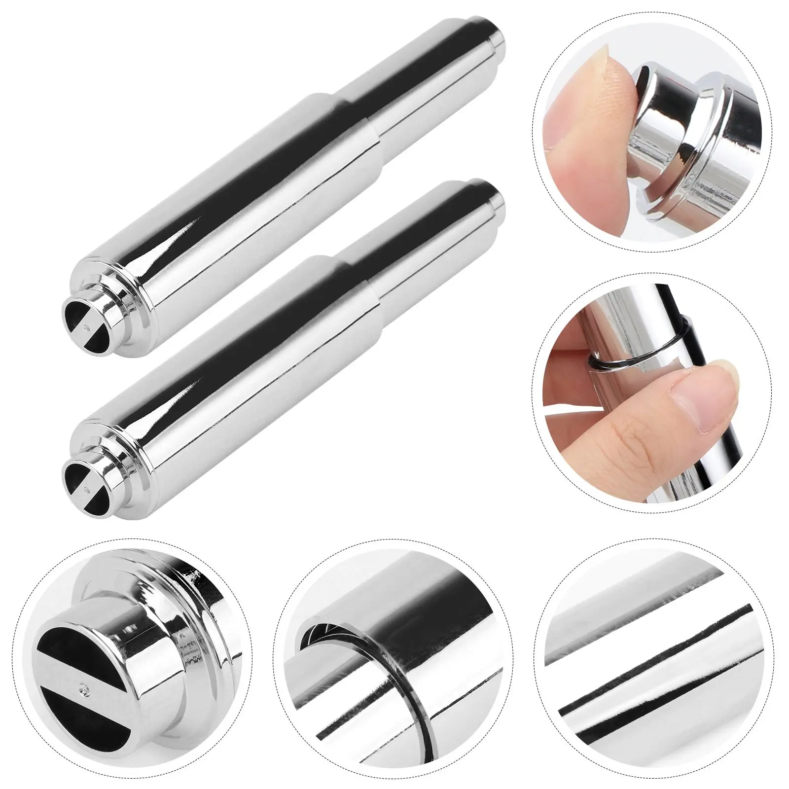 2 Pcs Tissue Box Core Silver Holder Bathroom Toilet Paper Rod Winder Spring Bracket