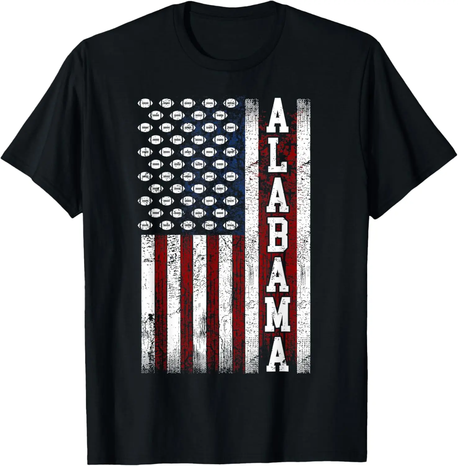 Patriotic USA Flag Alabama Football Season Party Men Women T-Shirt 100% Cotton Trendy Y2K Short-Sleeve Tee – Soft, Quick-Drying,
