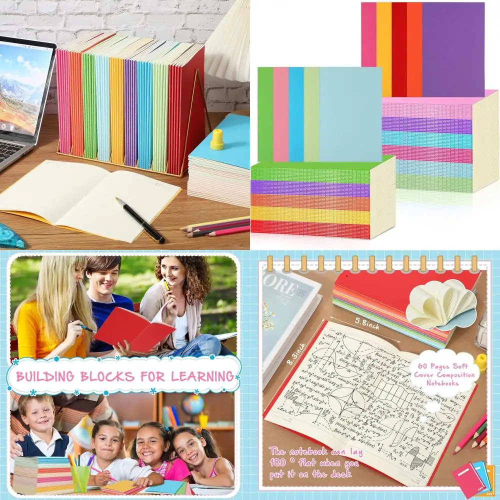 

Bulk A5/A6 Lined Kraft Notebooks, 100 Pack, Fresh Colored Soft Cover Journals for Students and Office Use