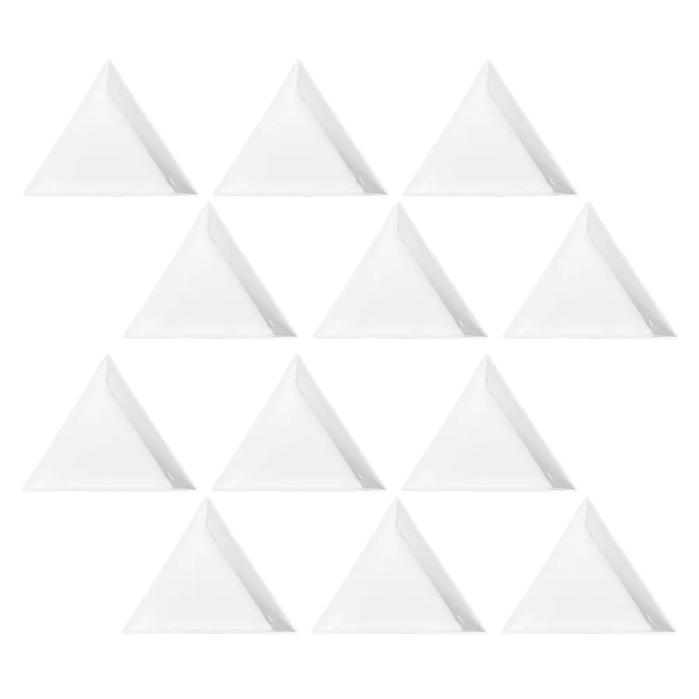 

30Pcs Triangle Jewelry Sorting Trays Plastic White Lightweight Organizers for Beads Rhinestones Craft Nail Art Storage Plates