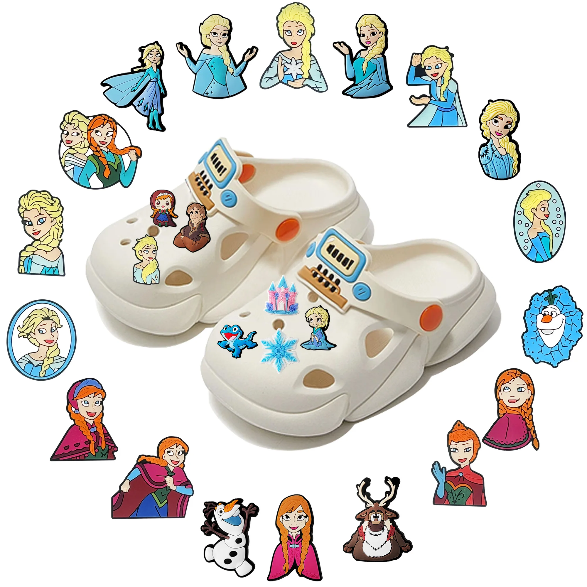 1-25pcs MINISO Frozen Shoe Charms Clog Decorations for  Accesories Wholesale Boys Girls Kids Christmas Party Gifts