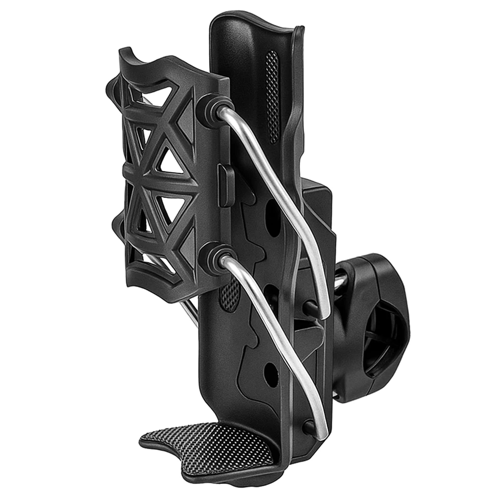Motorcycle Water Bottle Cage for Handlebar Frame Ebike Motorcycle Cup Holder with Automatic Clamping Tool Bag 360° Rotation Fit