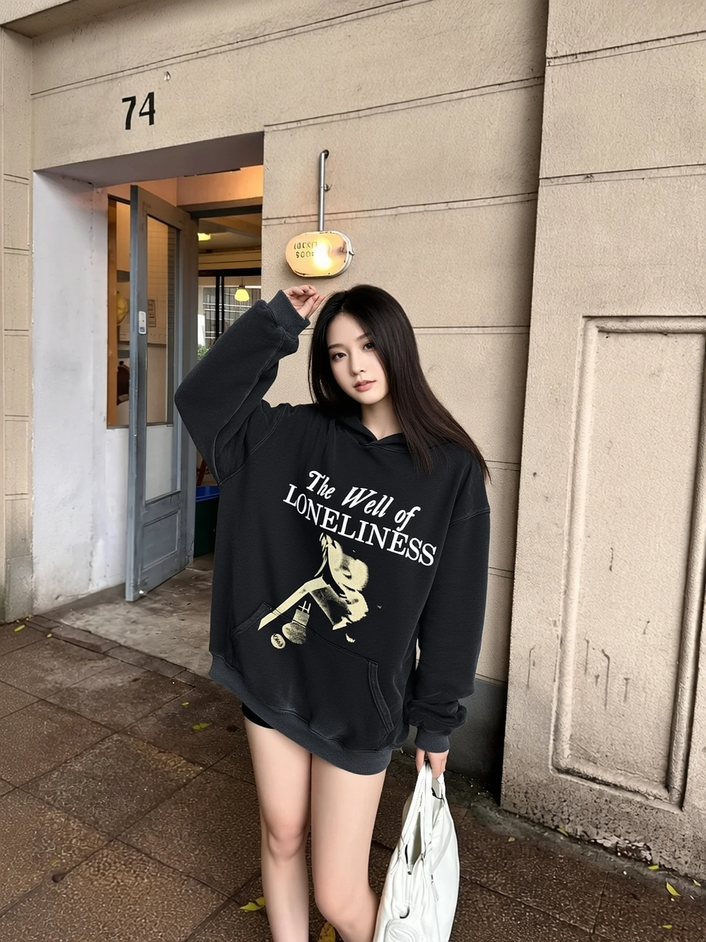 

Толстовка с капюшоном Waed American Sle с длинным светом в стиле панк, уличная одежда с буквенным принтом, повседневный удобный хлопковый топ