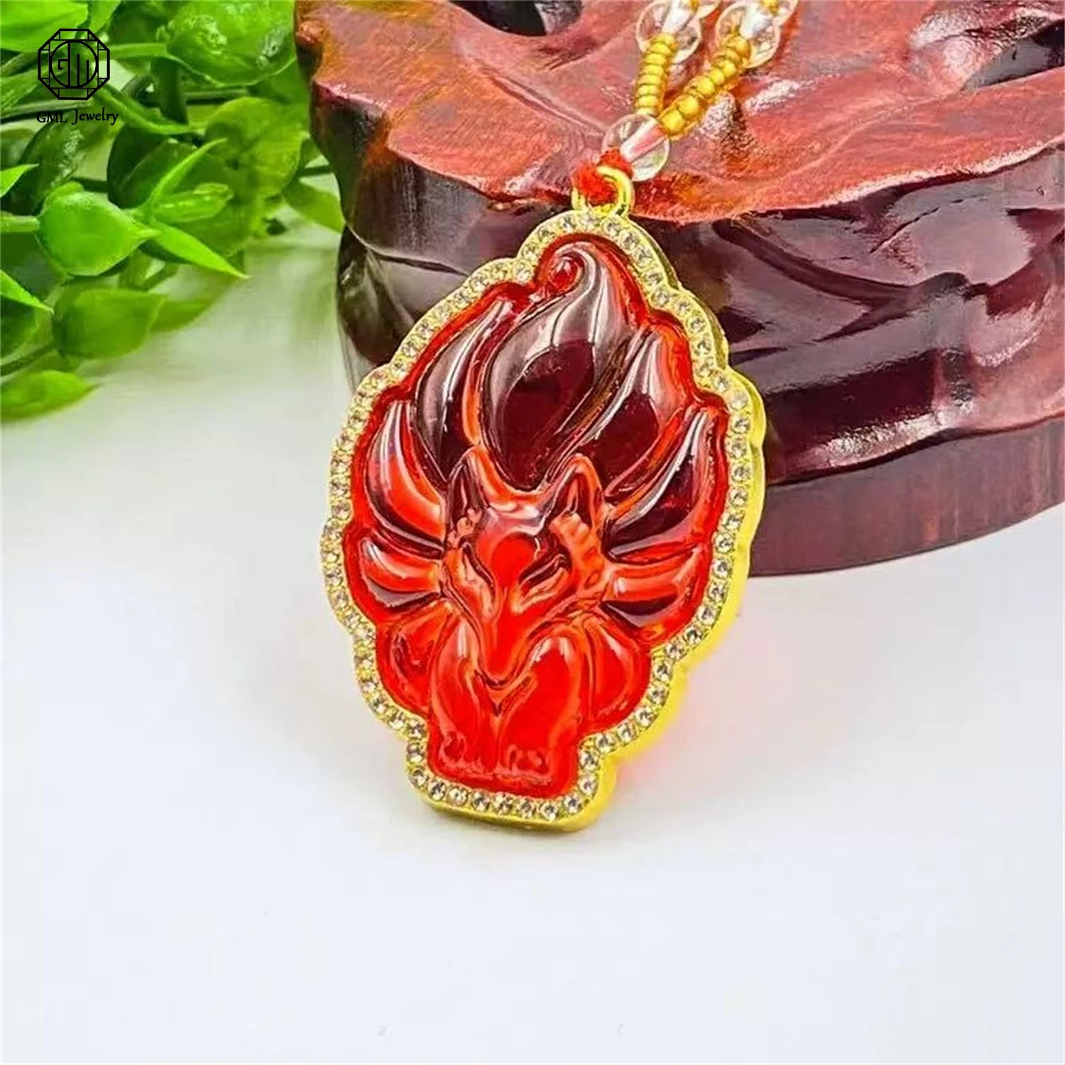 Multi Color Crystal Rhinestone Nine Tailed Fox Pendant Long Chain Sweater Necklace Mythical Animal Charm Jewelry Gift