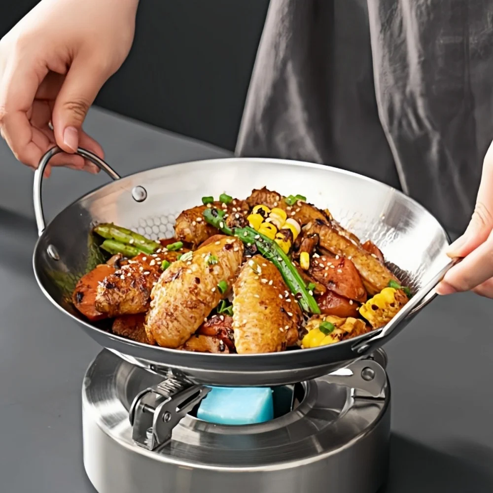 

25.5cm/10inch Stainless Steel Kitchen Cooking Pot with Handle Honeycomb Non-Stick Pan Perfect for Hot Pot,Porridge,Steak,Pasta