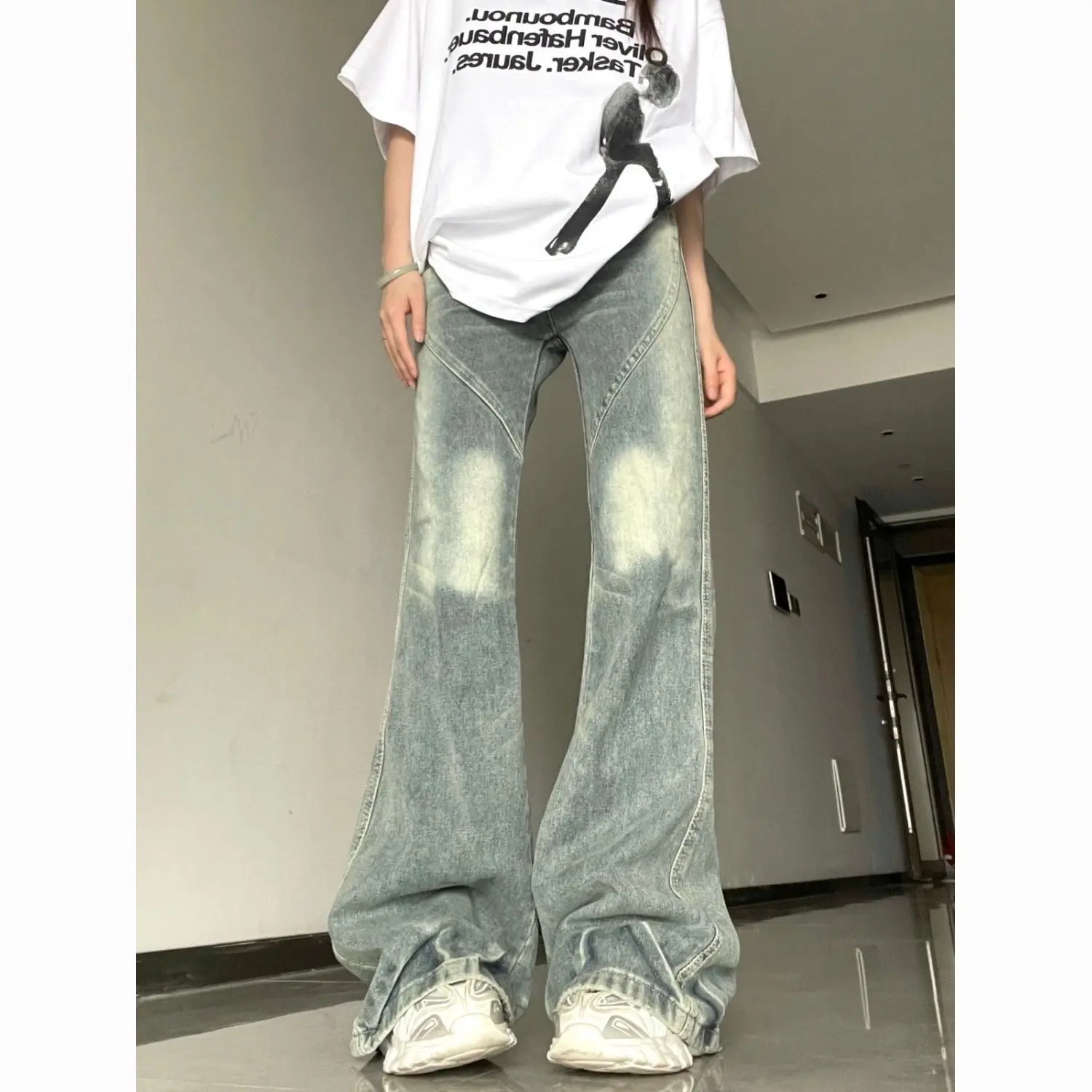 Women'S Palazzo Jeans Thermal Winter Warm Fleece Lined Thickened Cozy Plush Velvet Soft Comfortable Heavy Full Length Winter