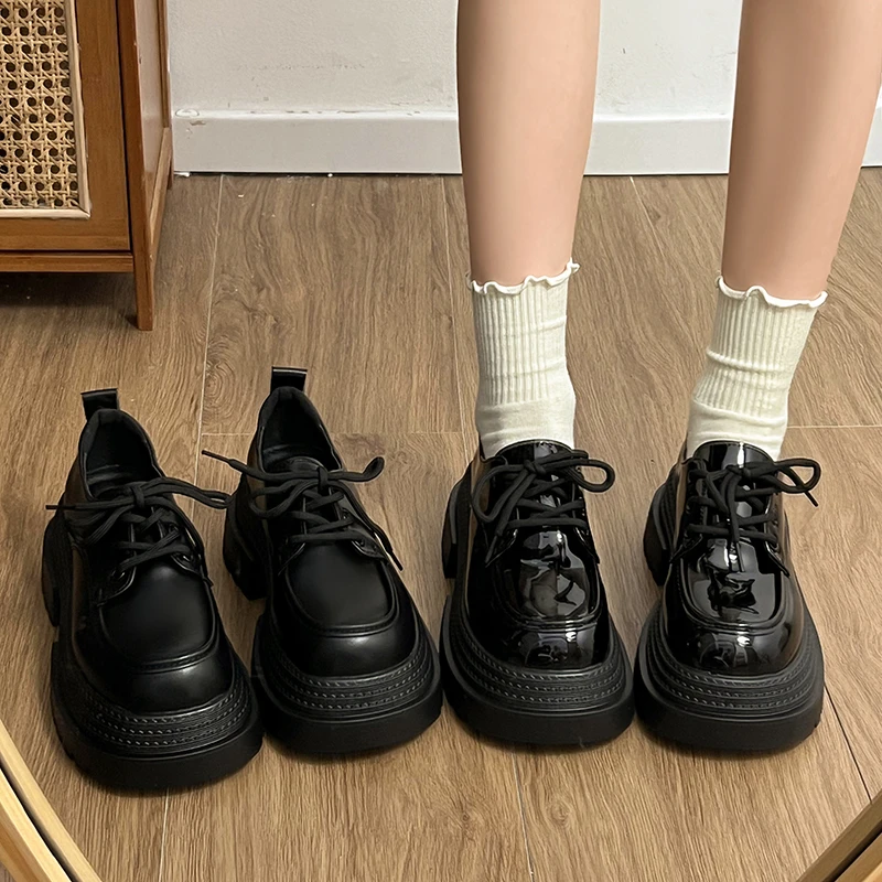 

НОВИНКА 2025: лоферы с толстой подошвой и круглым носком, универсальная обувь небольшого размера, удобные туфли на одинарном каблуке