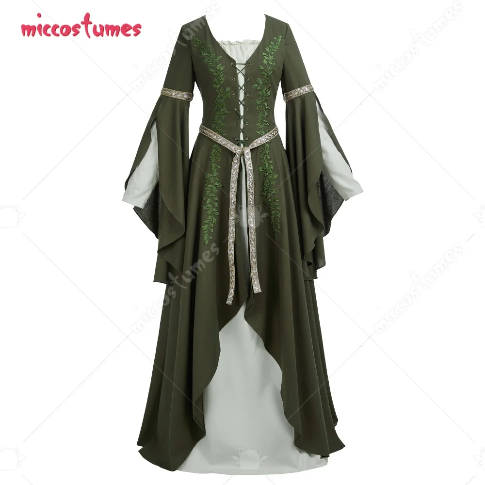 

miccostumes Women's Queen Costume Medieval Cosplay Dress Renaissance Wide-sleeved Long Fairy Dress With Belt