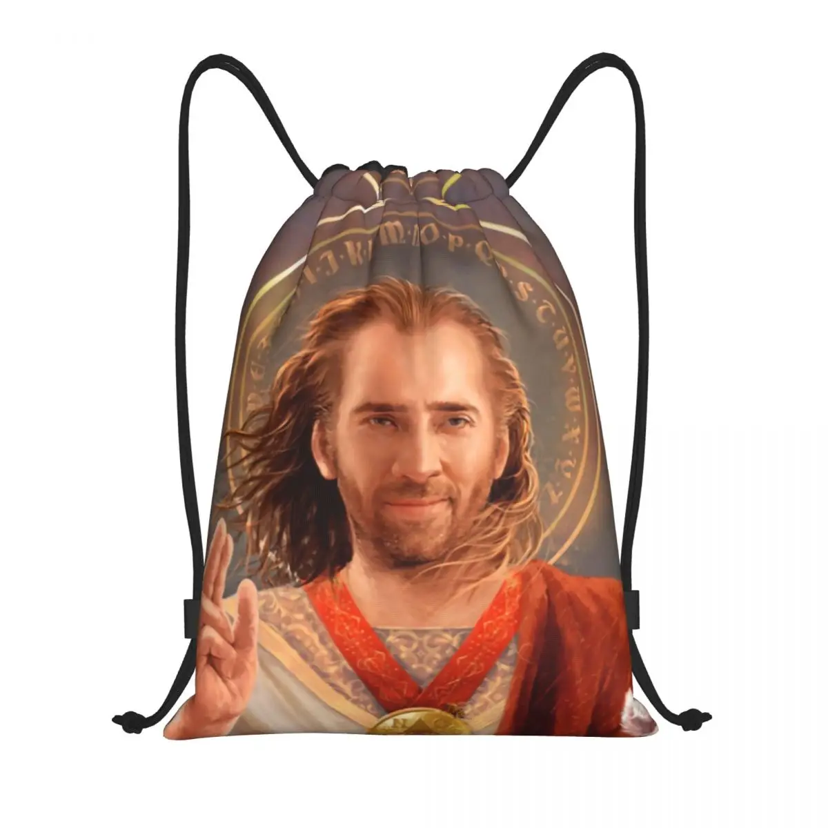 Saint Nicolas Cage Drawstring Bag Men Women Foldable Sports Gym Sackpack Funny Meme Shopping Backpacks