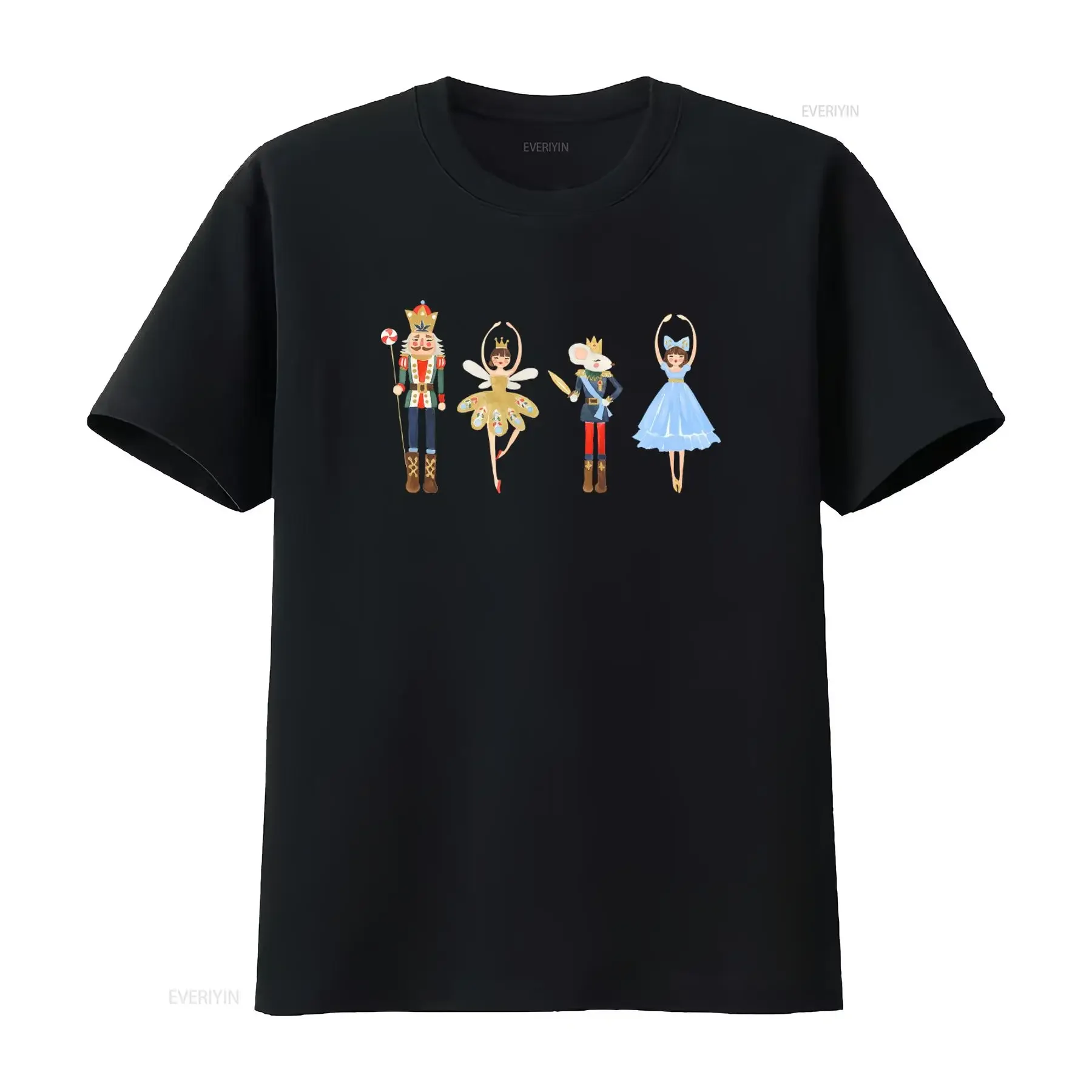 Nutcracker T Shirt Christmas Sugar Plum Fairy Xmas For Her Cartoon Print vintage Washed Stylish Comfortable Stretched Slightly