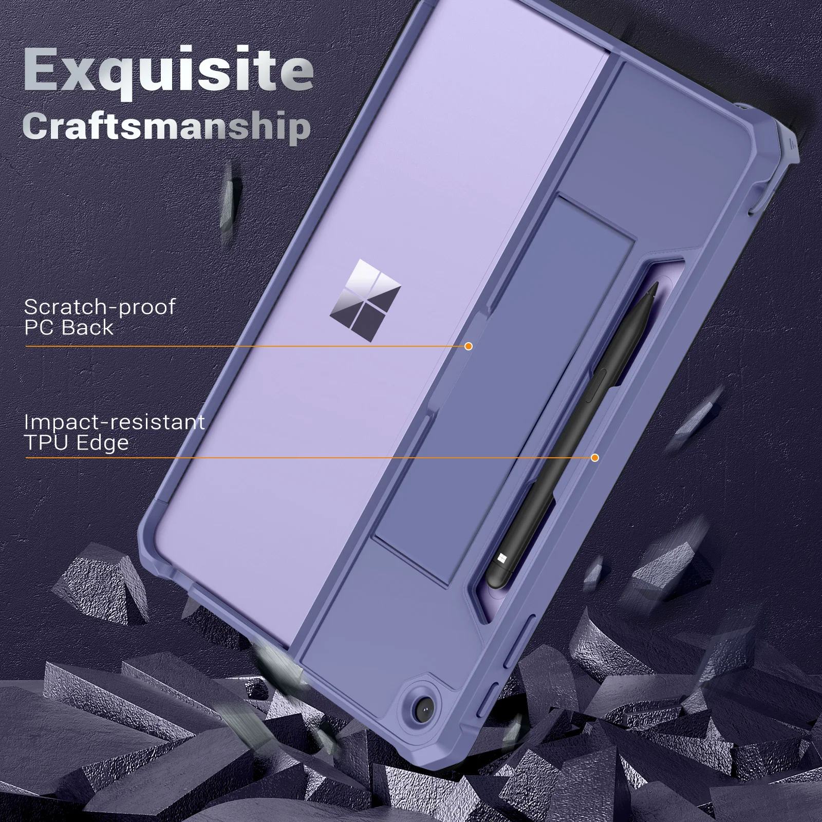 حافظة لجهاز Microsoft Surface Pro مقاس 12 بوصة 2025، غطاء متين واقٍ الكل في واحد مع حامل قلم خلفي، يدعم مرفق لوحة المفاتيح #5