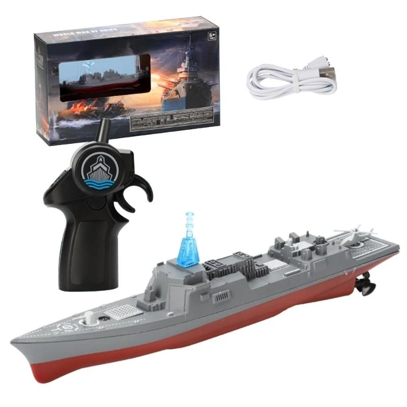 Bateau guerre télécommandé, bateau rapide RC, jouet pour piscines extérieures, lacs, croiseurs télécommandés, cadeau pour