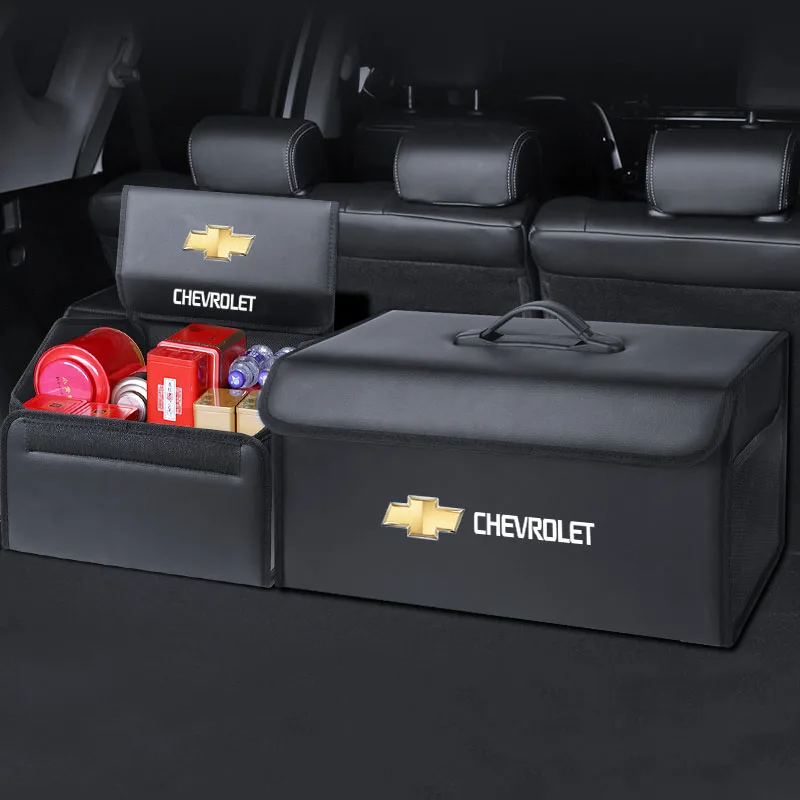 

Car Trunk Collapsible Leather Tidying Stowing Box Accessories For Chevrolet Cruze Sonic Silverado Trax Camaro Captiva Equinox SS