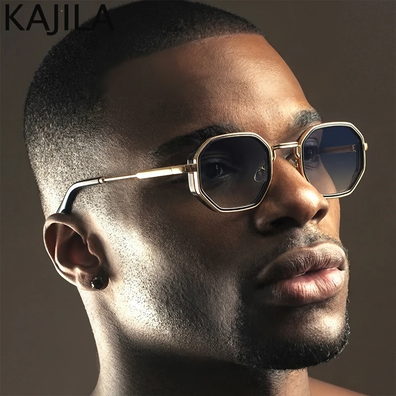 

Small Vintage Steampunk Square Sunglasses Men 2026 Luxury Designer Retro Metal Frame Polygon Sun Glasses Male Gradient Shades