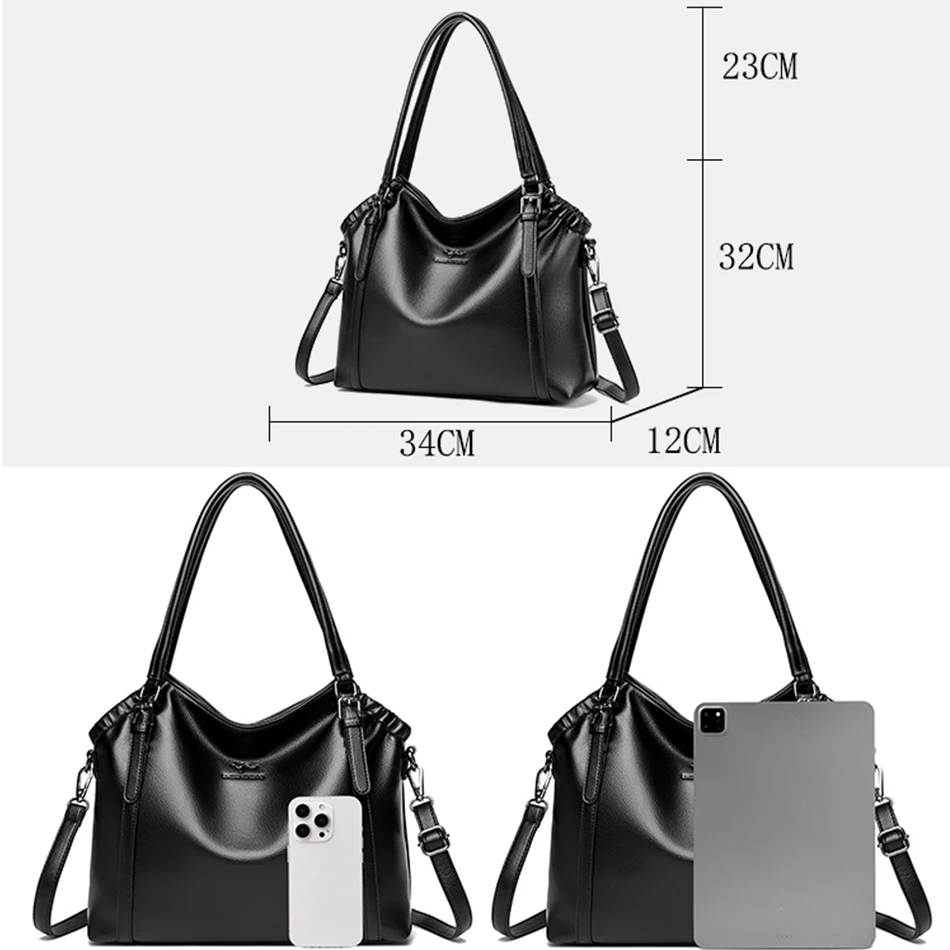 Genuine Brand Women Shoulder Bag High Quality Soft Leather Crossbody Bags for Women Luxury Handbag Ladies Casual Tote Sac 2024