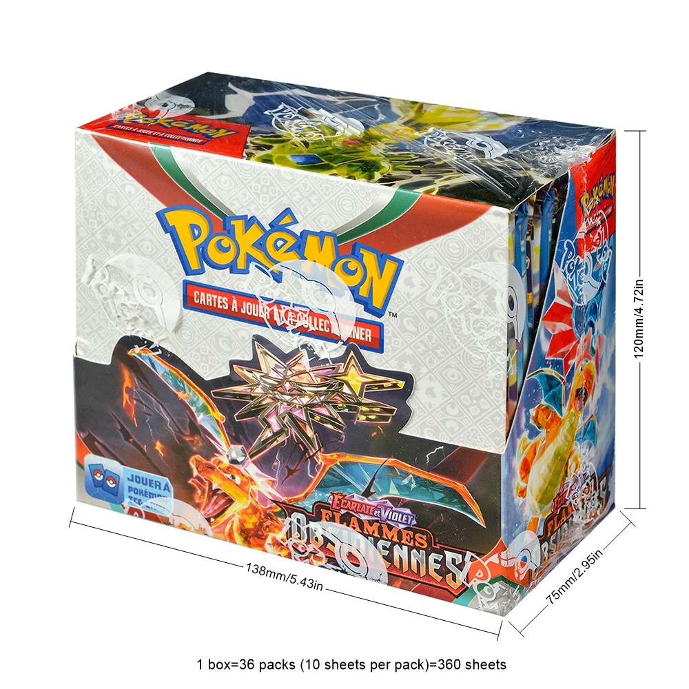 

360 шт. Frencn Pokémon TCG: Ecarlaie фиолетовая коробка FLAMMES OBSIOIENNES Торговая карта Pokemon 36 упаковок Коробка