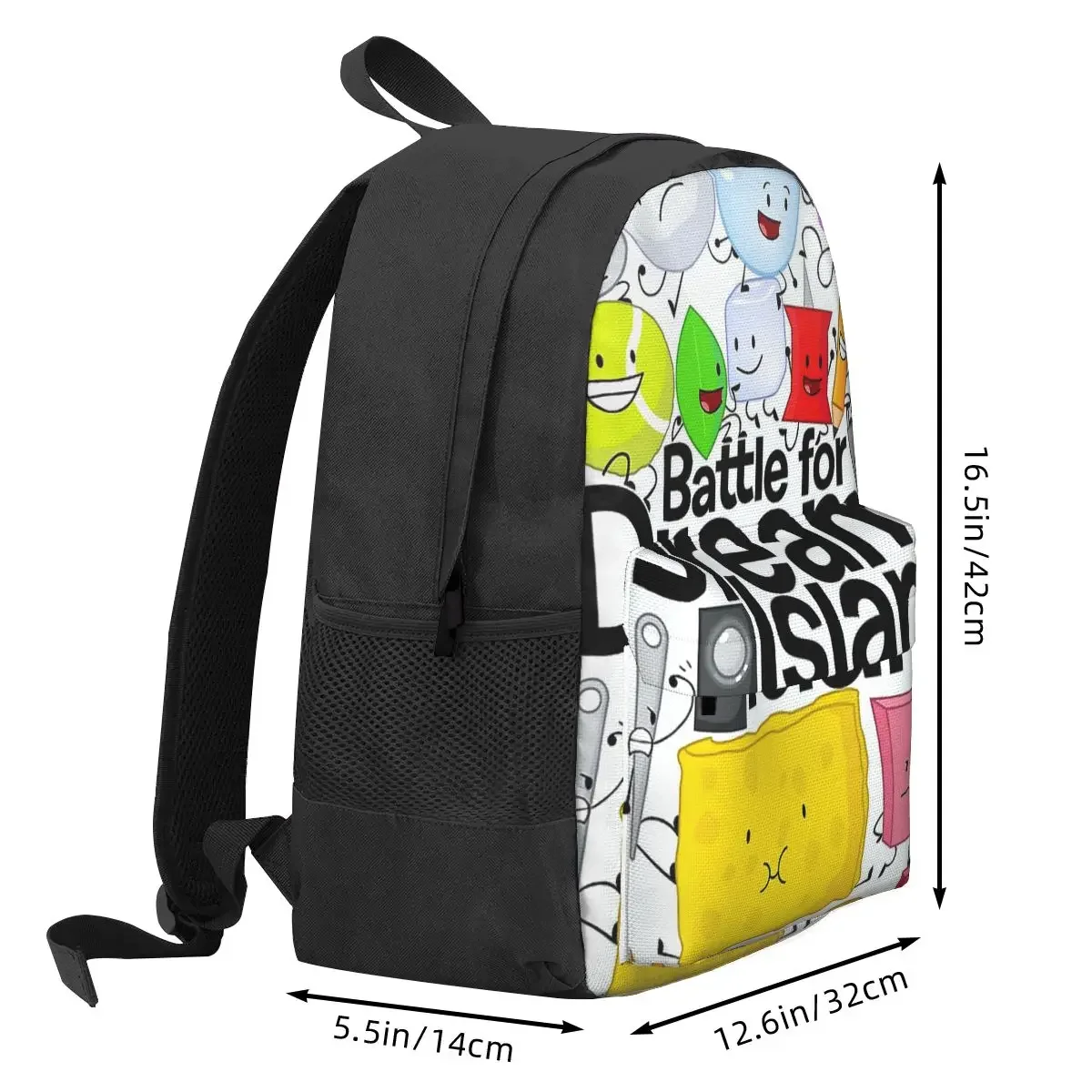 BFDI Poster White Backpacks Boys Girls Bookbag Children School Bags Cartoon Kids Rucksack Travel Rucksack Shoulder Bag