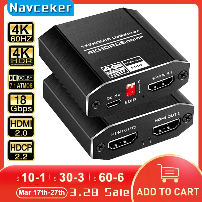 Rozdzielacz HDMI 4K UHD rozdzielacz HDMI 2.0 1x2 rozdzielacz HDMI 2.0 rozdzielacz HDCP 2.2 HDR rozdzielacz HDMI 2.0 4K HDMI2.0 dla Blu-ray DVD PS3 PS4