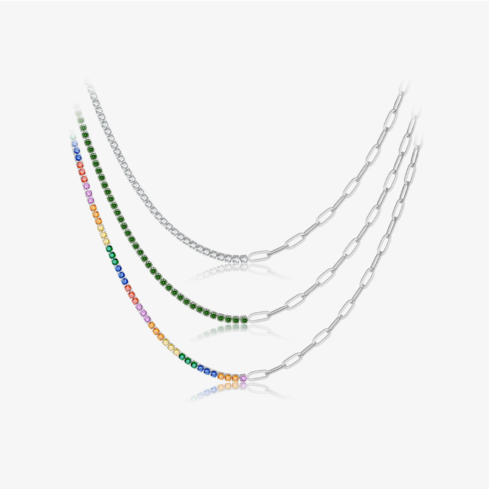 

VEWANT 925 Sterling Silver Tennis Zircon Clear Green Rainbow Zircon Half Chain Choker Necklace Luxury Fine Daily 2026 Jewelry