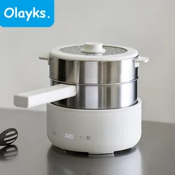 Olayks Electric Rice Pot Multicooker Hotpot Stew Heating Pan Noodles Eggs Soup Steamer Rice Cookers Cooking Pot for Home 2.5L