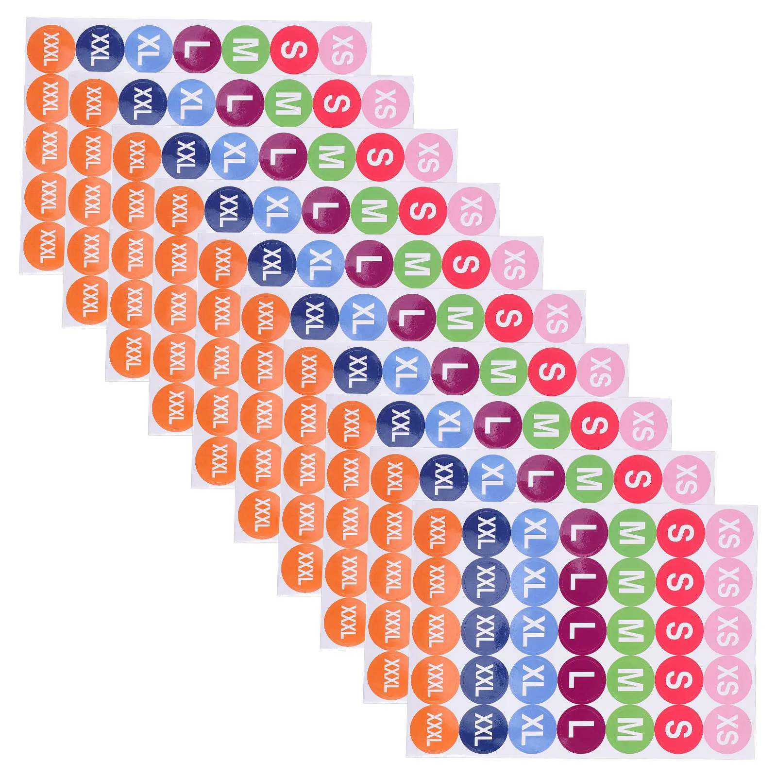 

350Pcs Clothing Size Round Stickers Colorful 7 Sizes Xs S M L Xl Xxl Xxxl Adhesive Labels for T Shirts Sweaters Coats