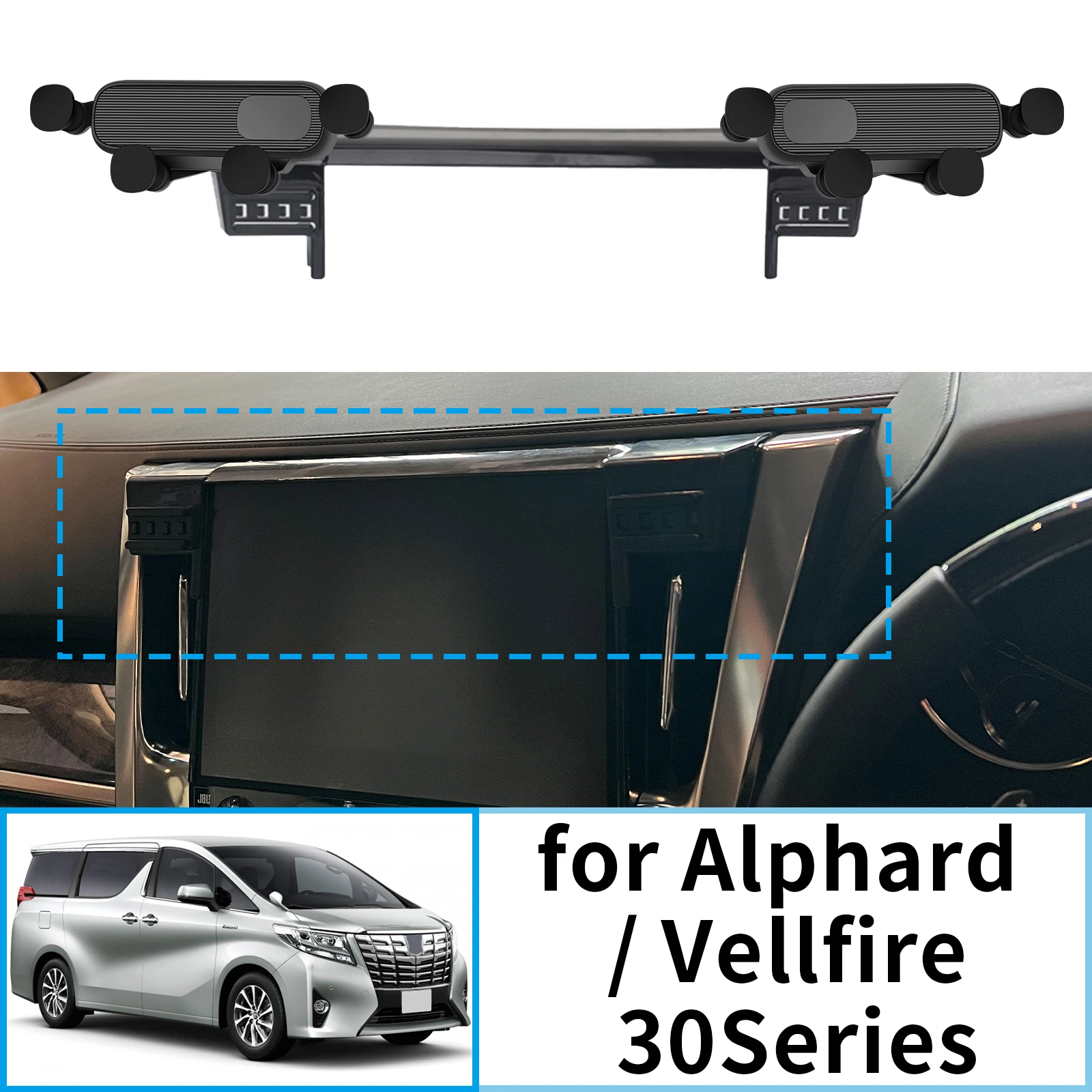 

fit for Toyota ALPHARD Vellfire 30 Series AH30 Stable Clip-On Phone Holder​​ Mount Screen Base No Vibration​ Car accessoires