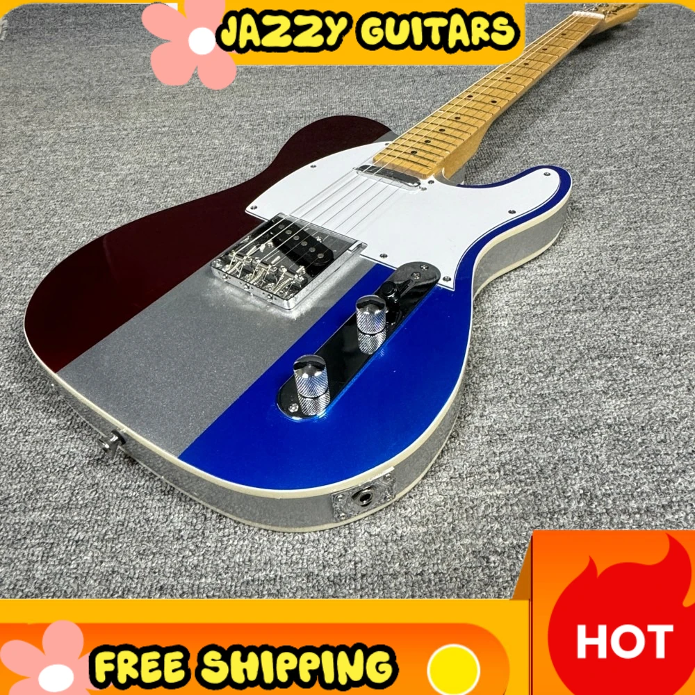 

Tricolor Split Tel Electric Guitar Upgraded Single Coil Pickups Stable Fixed Bridge Premium Wood Construction Free Shipping